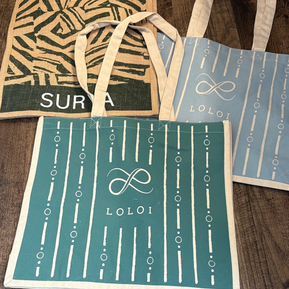 NEW Designer Blue and Cream Tote Bag Bundle
